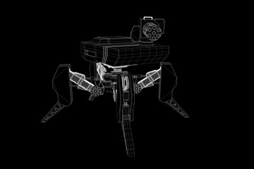 Robot Wireframe Hologram in Motion. Nice 3D Rendering
