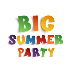 Big summer party poster template on white.