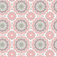 Seamless hand drawn mandala pattern. Vintage decorative elements. Islam, arabic, indian, turkish, ottoman motifs. For printing on fabric or paper. Vector illustration.