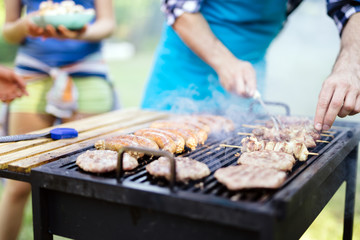 Grilled meat being done