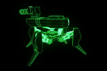 Robot Wireframe Hologram in Motion. Nice 3D Rendering
