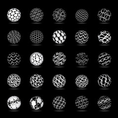 Sphere Icons Set - Isolated On Black Background - Vector Illustration, Graphic Design