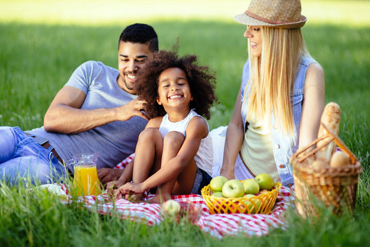 Family picnicking outdoors