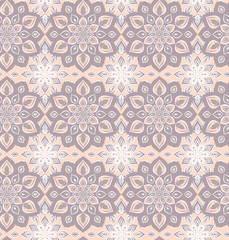 Fototapeta premium Seamless hand drawn mandala pattern. Vintage decorative elements. Islam, arabic, indian, turkish, ottoman motifs. For printing on fabric or paper. Vector illustration.