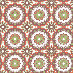 Seamless hand drawn mandala pattern. Vintage decorative elements. Islam, arabic, indian, turkish, ottoman motifs. For printing on fabric or paper. Vector illustration.