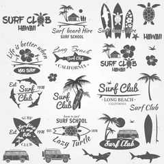 Fototapeten Set of retro vintage badges and labels. For web design, mobile and application interface, also useful for infographics. Surf club and surf school design. Vector illustration. © sivvector