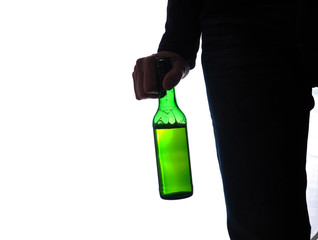 Man with a bottle of beer