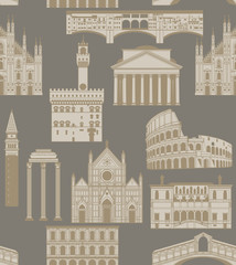 vector background with famous Italian landmarks