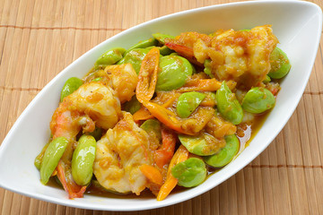 Stir-fried stink bean with shrimp
