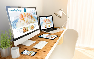 blog responsive concept healthy recipes on devices