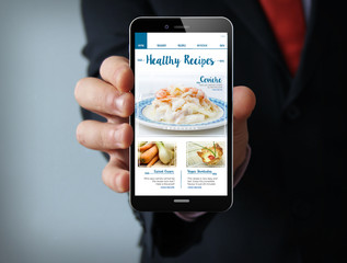 online recipes businessman smartphone