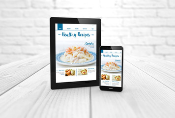 healthy recipes tablet and smart phone