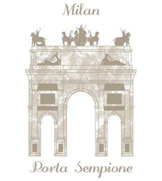vector illustration of Porta Sempione in Milan