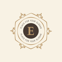 Flourishes calligraphic monogram emblem template.