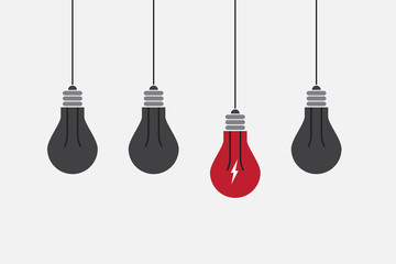 Naklejka premium Abstract flat design lightbulbs. Eureka concept.