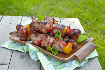 Grilled pork kebab with peppers