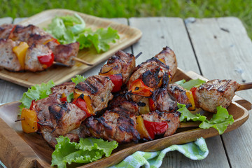 Grilled pork kebab with peppers