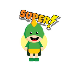 Flat style superhero character avatar on ribbon label creative design template man super hero profile full face view