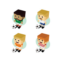 soccer player isometric cartoon set