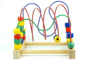Baby child wooden educational toy with looped wires for teaching