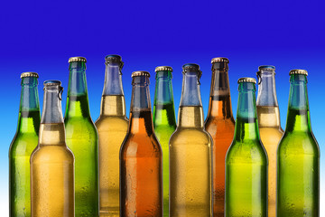 Cold wet beer bottles