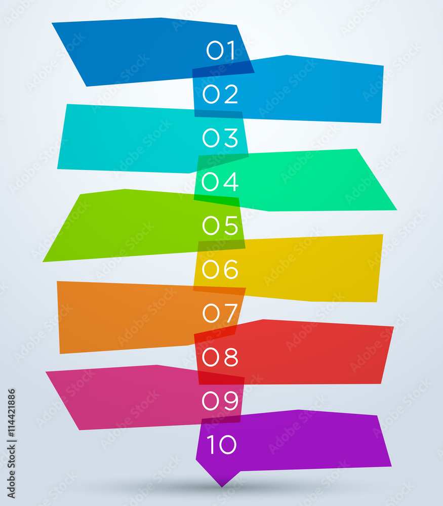 Poster abstract colourful shapes with numbers 1 to 10