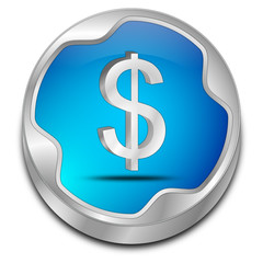 Button with Dollar sign - 3D illustration
