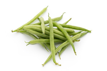 Green beans isolated on a white background.