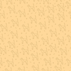 Seamless pattern with cute dog. Breed beagle.
