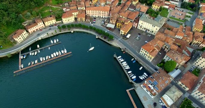 Aerial 4k - Dongo - Lago di Como (IT) - Vista aerea all'alba