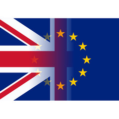 united kingdom and european union flags merging