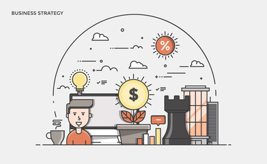 Flat Line Modern Concept Illustration