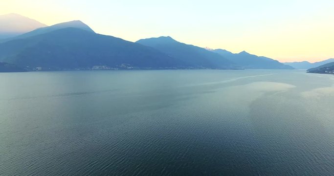 Aerial 4k - Vista del lago di Como da Dongo