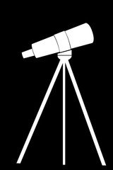 White Silhouette of Telescope at Black Background
