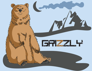 Grizzly bear background. Vector..