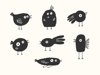 Birds silhouettes set, vector illustration