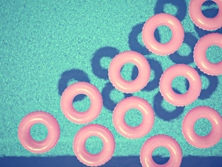 swimming pool with swimmrings. bird's-eye view. 3d rendering