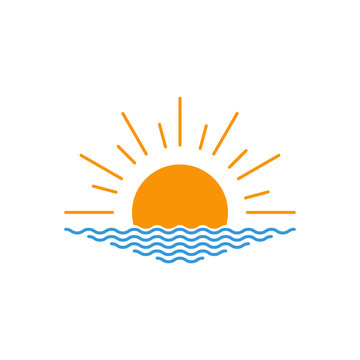 Vector sunset or sunrise icon. Vector sunset or sunrise icon. Sunset or sunrise logo design. Vector illustration.