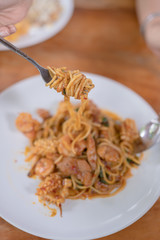 spicy squid spaghetti