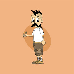 male cartoon character thumb up gesture