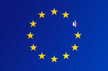 Flag of European Union with a broken star of France