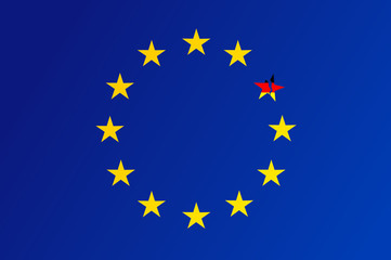 Flag of European Union with a broken star of Germany