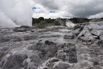 Terraces around the Pohutu Geyser.