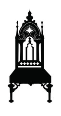Gothic style chair with ornaments. Vector sketch