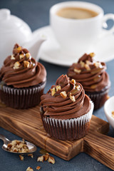 Chocolate caramel cupcake with nuts