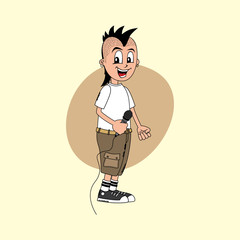 male cartoon character singer music band