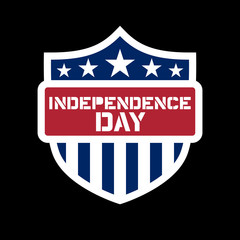 American flag element, symbol for 4th of July, Independence Day celebration. Patriotic Typography Graphics. Shield design. Fashion Print sportswear apparel, t shirt, card, banner Vector illustration
