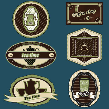 coffee  and tea stickers green