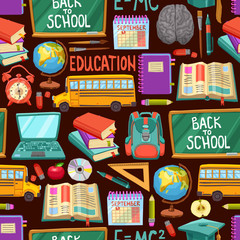 School And Education Seamless Pattern In Flat Style