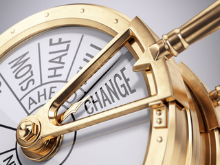change concept - ships engine room telegraph on change direction